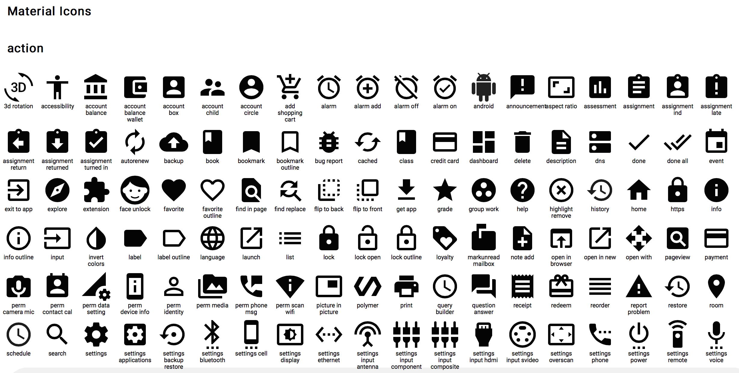 Android Material Design icons